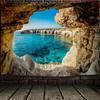 2D Summer Ocean Cave Landscape Tapestry, Nature Wall Hanging for Home