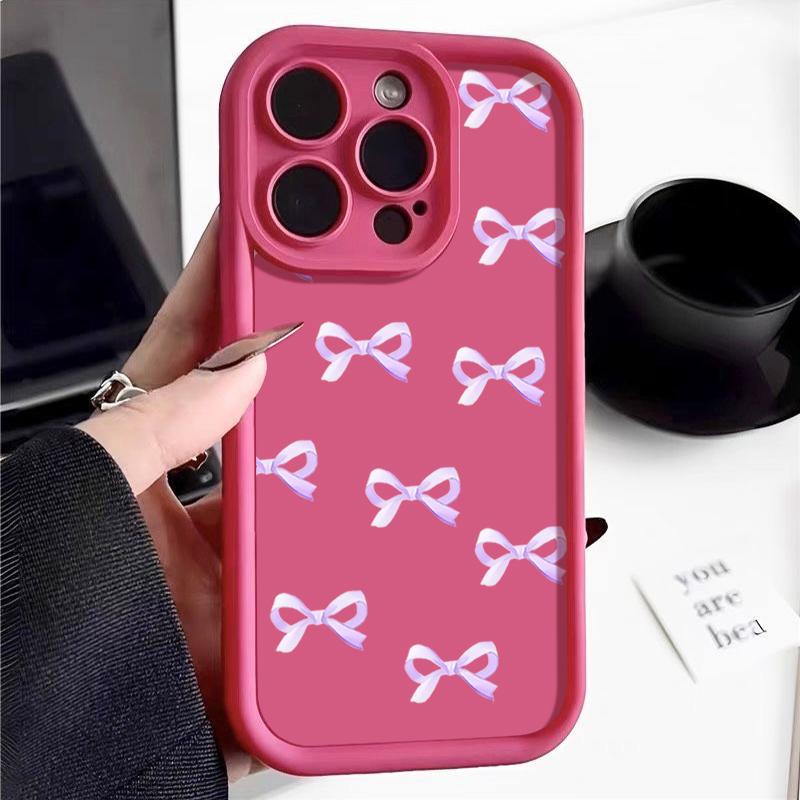 Cover per telefono in TPU opaco con motivo a fiocco per iPhone 16 Pro Max 15 Pro 14 Plus 13 12 11 XS XR 8 7 Protezione obiettivo Antiurto Morbida custodia bumper in silicone