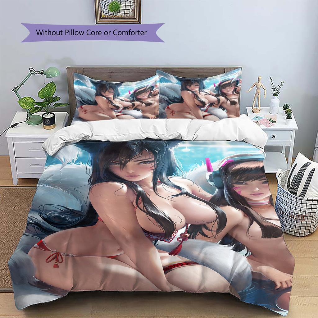 Set Copripiumino Trapuntato con Motivo Anime Federe Decorazione Casa Regalo di Compleanno (1 * copripiumino + 2 * federa, senza nucleo)