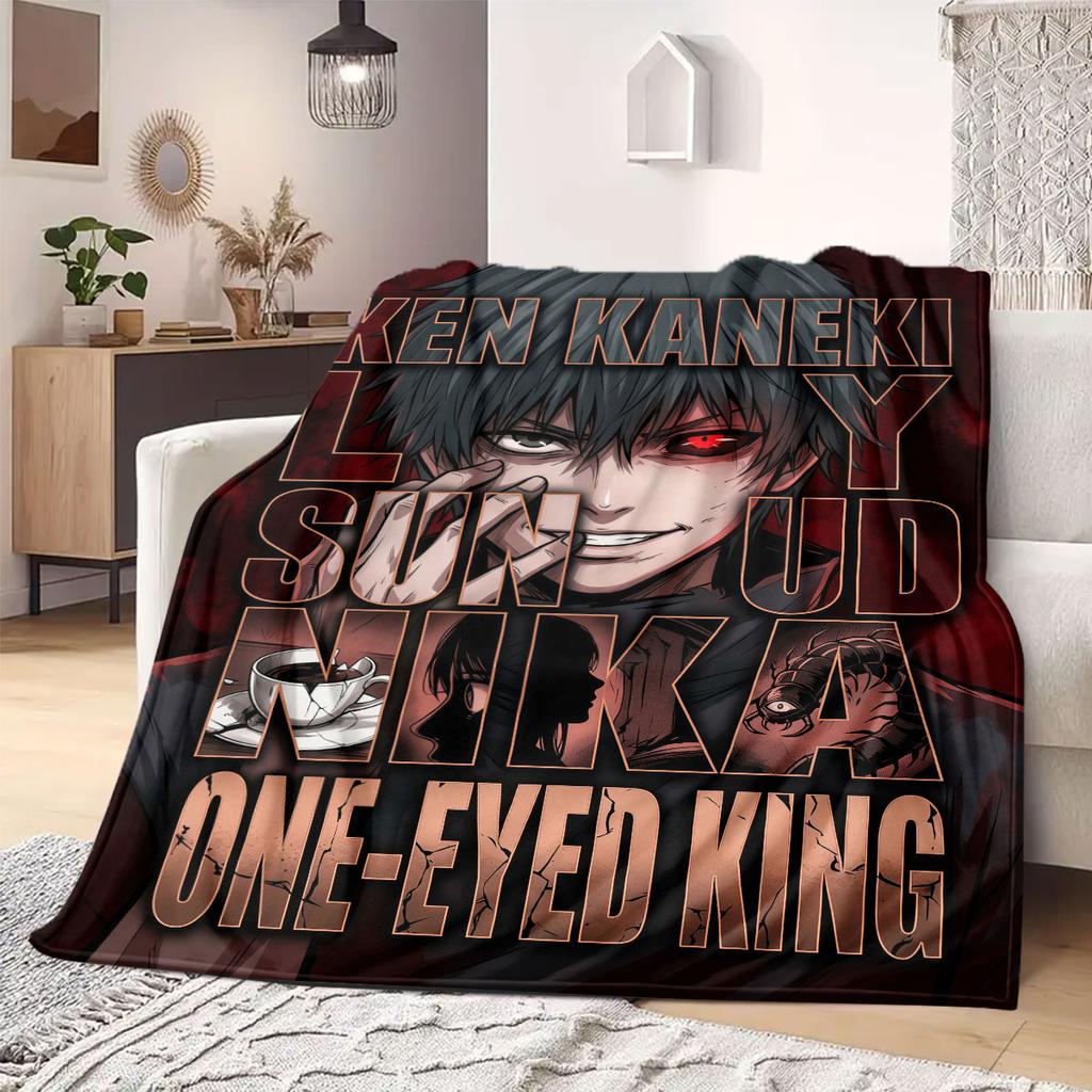 Tokyo Ghoul Colorful 2D Print Flannel Blanket, Cute Cartoon Pattern for Couch, Home Decor Travel Gift Wrap_LIAN