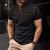 Herren Sommer Button-Down Poloshirt: einfarbig, kurzärmelig, mit Kragen, horizontal gestreift, lässig, schmal geschnittenes Oberteil