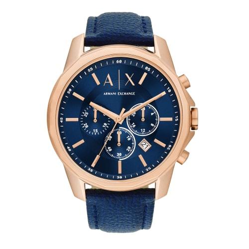 Armani Exchange Chronograph Blue Leather Watch