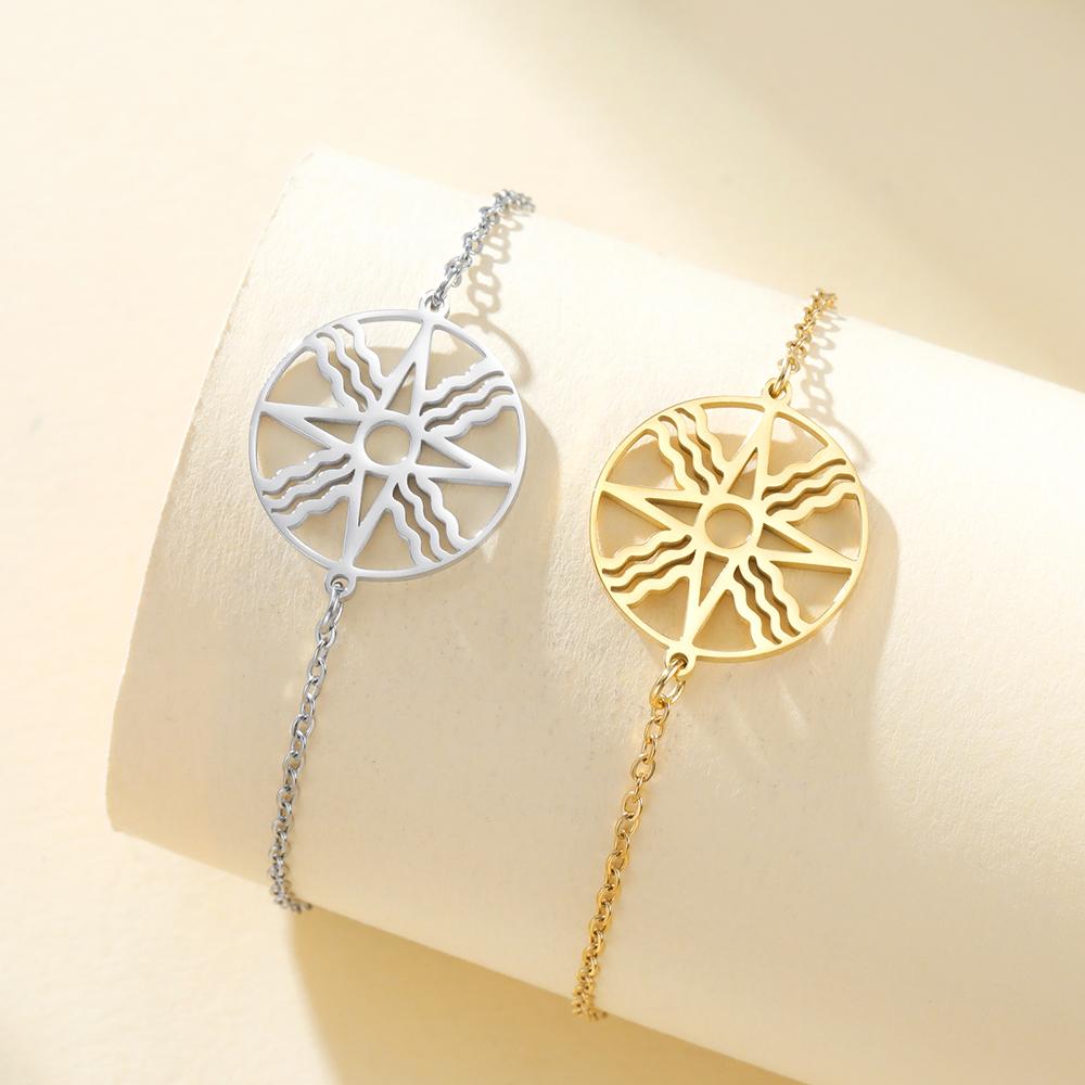 Dawapara Assyrian Star Bracelet Ancient Sumerian Sun Symbol Star of Shamash Charm Stainless Steel Mesopotamian Jewelry