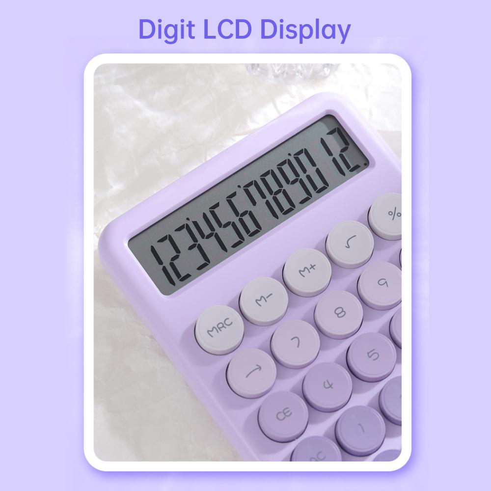 Desktop Calculator 12 Digit Large LCD Display Big Round Button Cute Gradient Colored Calculator Suitable for Office