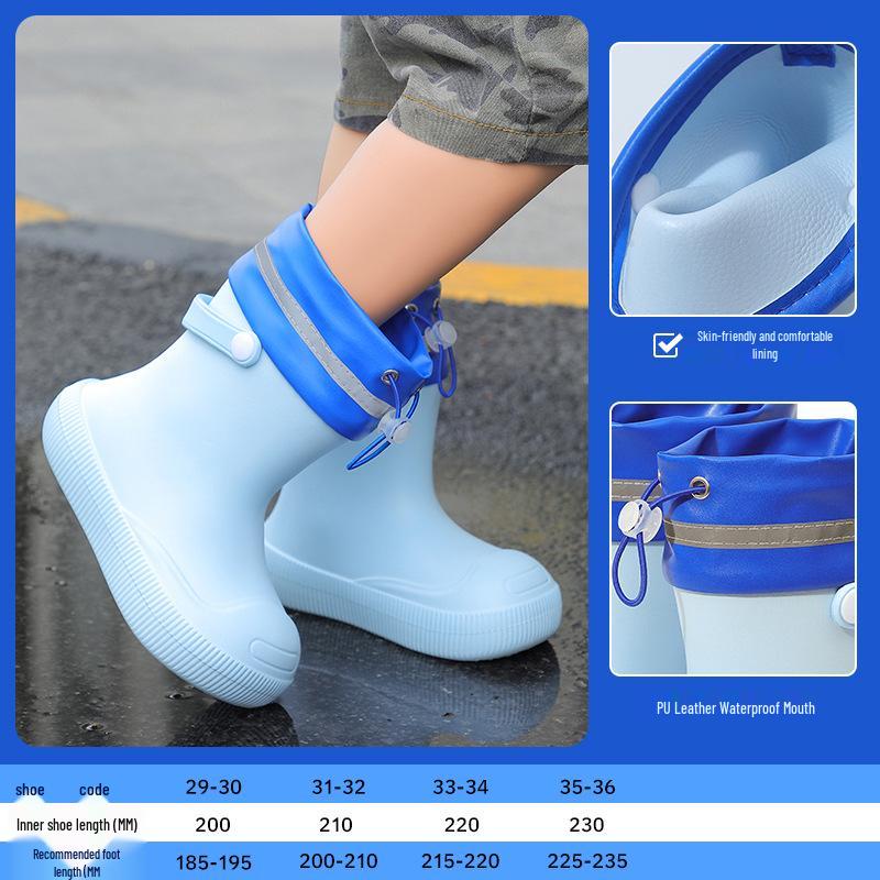 Children's Waterproof Rubber Rain Boots - Non-slip, Warm, High-top Waders for Toddlers, Boys, and Girls.