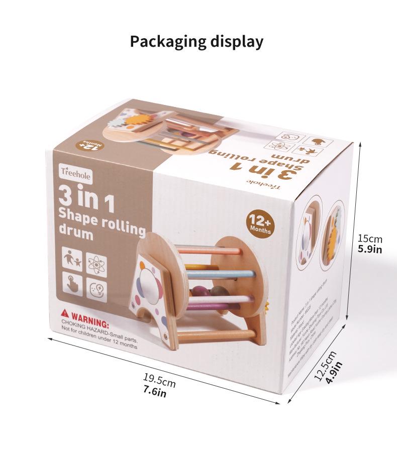 

Монтессори 3-в-1 Деревянный Настольный Катящийся Барабан Развивающая Игрушка для Детского Сада