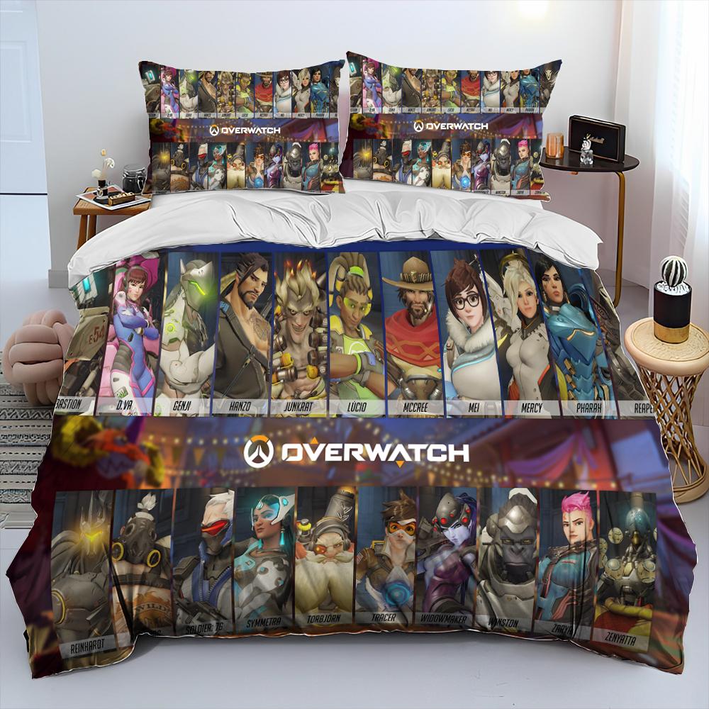3D OW Overwatch Game Gamer DVA Comforter Bedding Set,Duvet Cover Bed Set Quilt Cover Pillowcase,King Queen Size Bedding Set Kids