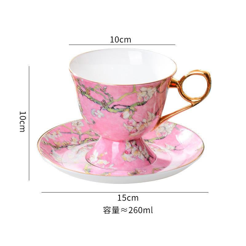 Meidao Apricot Flower High-Footed Coffee Cup High-Value British Afternoon Tea Tea Set High-End Exquisite Bone China Cup