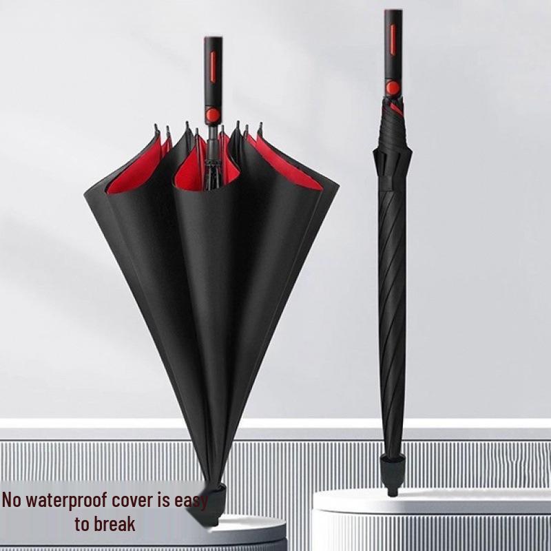 Windproof Waterproof Golf Umbrella for Three - Unisex Black Semi-Automatic with UV Protection