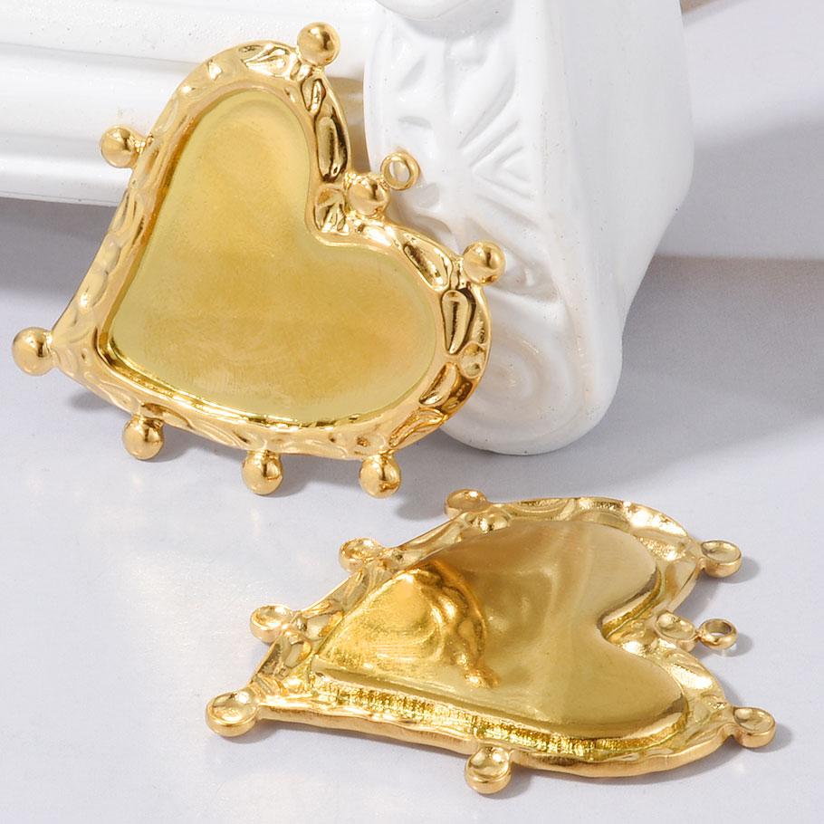 6pcs Sun Heart Cloud Geometric Blank Cabochon Base Pendant Stainless Steel Charms For Jewelry Making Bulk Fit DIY Oil Drop Stone