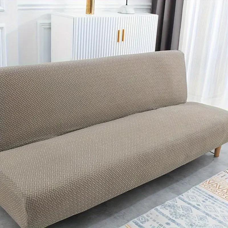 Jacquard Sofa Bed Covers High-quality Armless Sofa Cover Without Armrest for Living Room Stretch Folding Home Couch Slipcovers