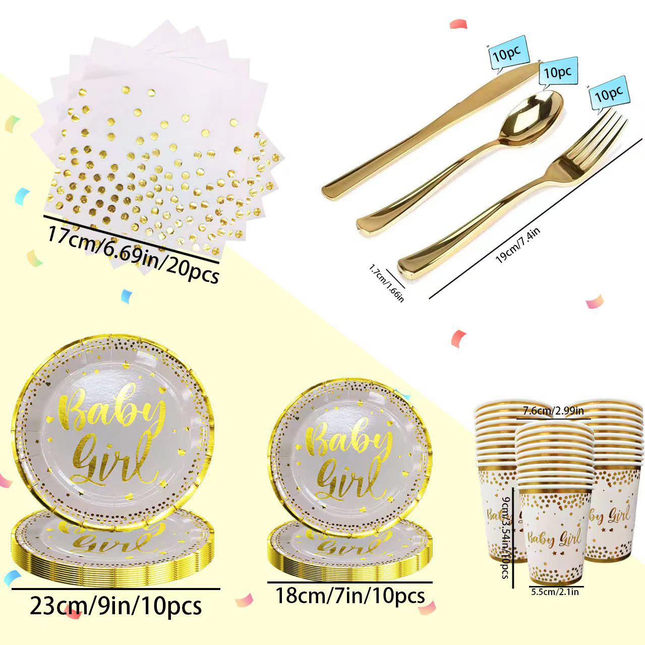 Baby Girl Hot Stamping Paper Dessert Plates - Birthday Party Supplies 10 Cups