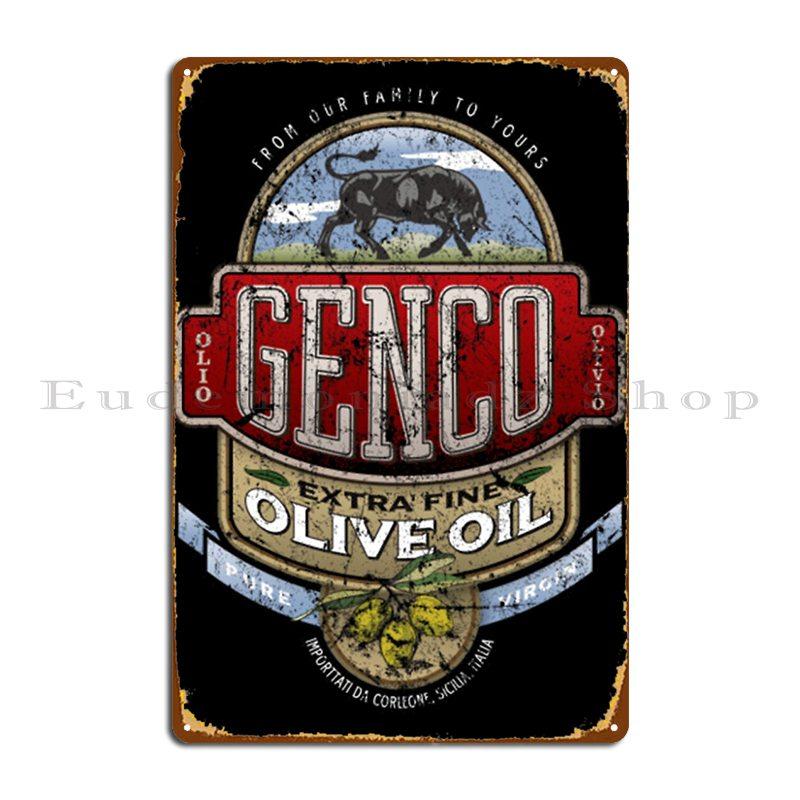 Genco Olive Oil Metal Plaque Wall Decor Print Living Room Wall Plaque Cinema Tin Sign Poster 20X30CM