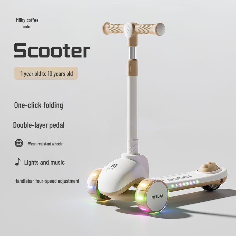 Folding Kids' Scooter with Seat, Ages 1-10, for Boys and Girls