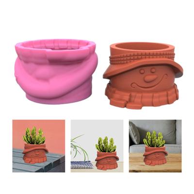 Pen Holder Flower Pot Silicone Mold Snowman Doll Concrete Mold DIY Decoration Tools Succulent Planter Making Supplies
