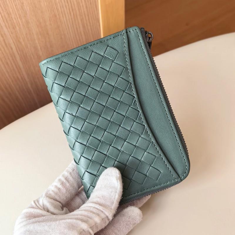 Handwoven Leather Zipper Coin Purse Key Holder Multi-Functional Card Wallet ID Case Unisex Large Capacity