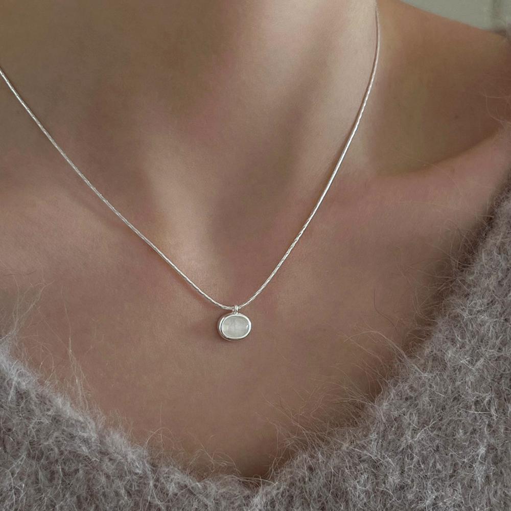 PANJBJ 925 Sterling Silver Mint Green Stone Necklace for Women Geometry Block Sweet Design Special Jewelry Gift Dropshipping