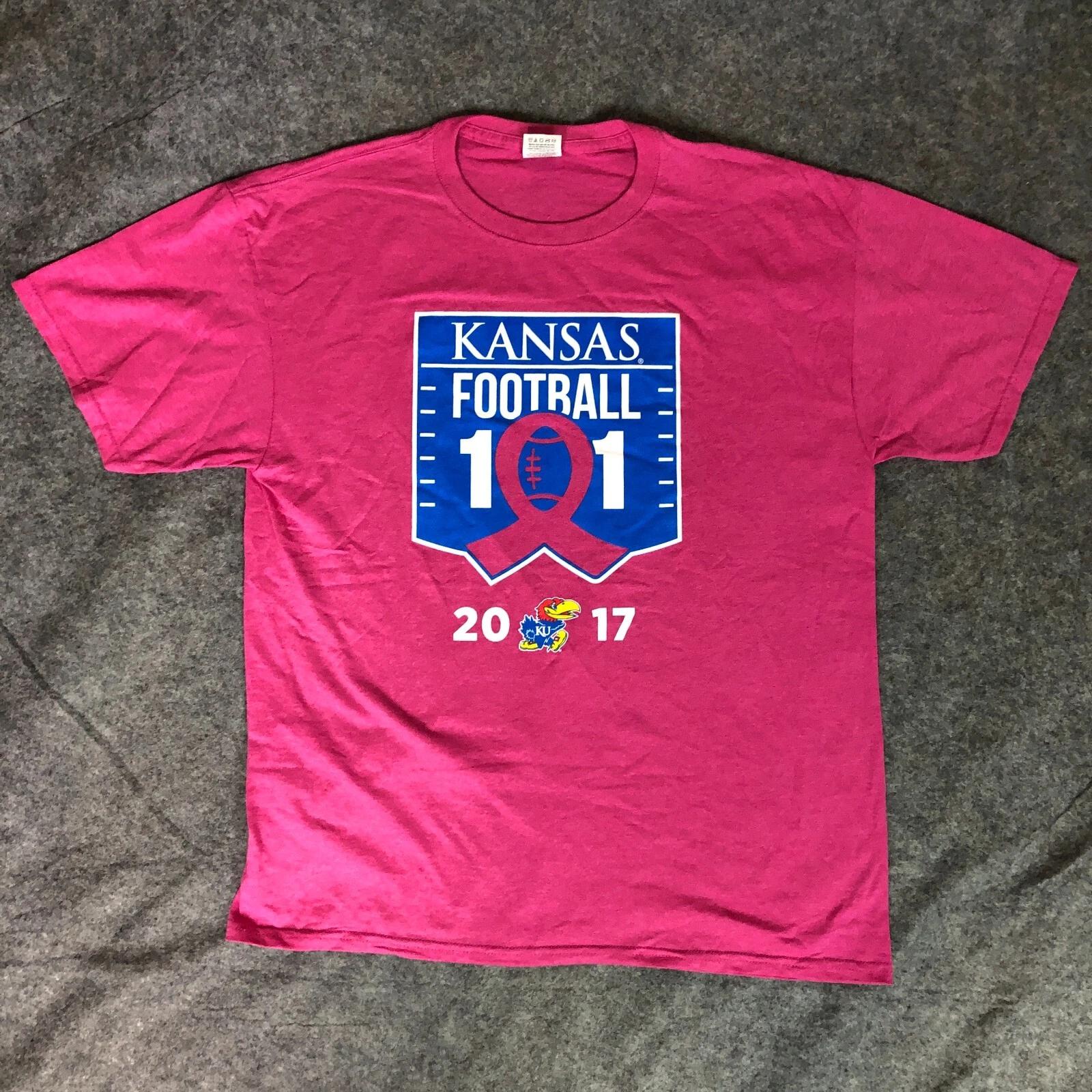 

Kansas Jayhawks Mens Shirt Large Pink Short Sleeve Tee College Football NCAA S