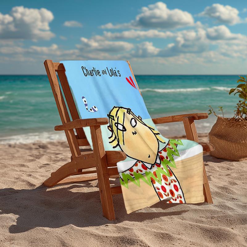 Serviette de plage ultra-douce sur le thème de Charlie et Lola, Idéale pour la piscine - le camping, la plongée - Essentiel de voyage parfait, Serviette de plage vibrante.