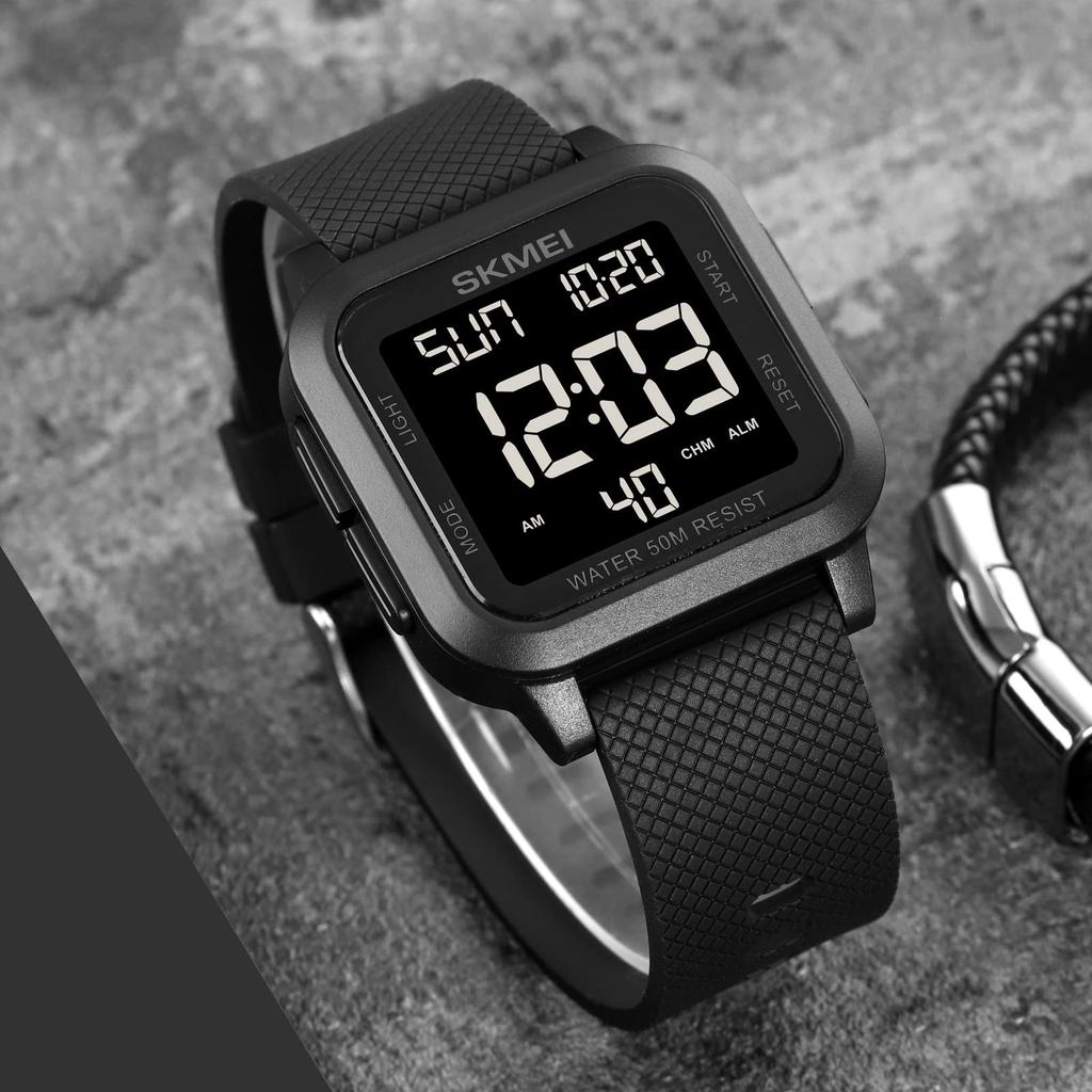 Datirzyx digital watch for uppercase waterproof arm sports double time with alarm Japanese manual included Easy-to-read men, display, watch, men's