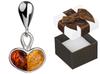 Silver Pendant Heart With Amber Small Women's Colorful Pendant Silver