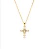 New 18K Gold Stainless Steel Cross Inlaid with Zircon Necklace, Personalized, Fashionable and High-end Pendant