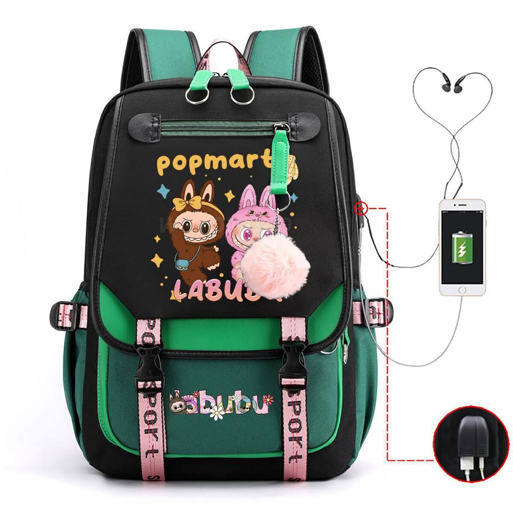 Cute LABUBU cartoon printed backpack for junior high school students with large capacity ins wind school bag