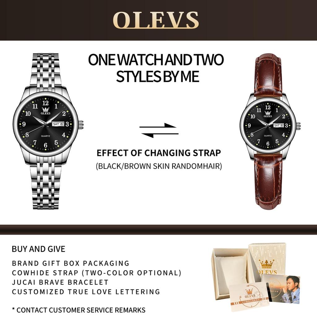 OLEVS Analog Popular Business Stylish Stainless Steel Arm Watch for Cute Watch for Black Fashionable Simple Pressure Resistant Easy To Casual Watch