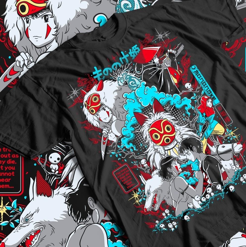 Princess Mononoke T-Shirt, Anime Shirt, Japanese Tee, Studio Ghibli Gift, Black