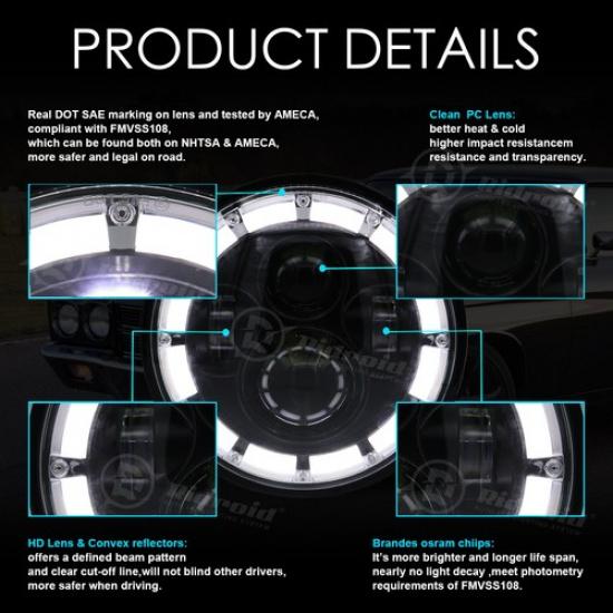 7'' inch LED Headlight For Ducati Monster 1000 900 800 750 695 600 620 S4 S4R US