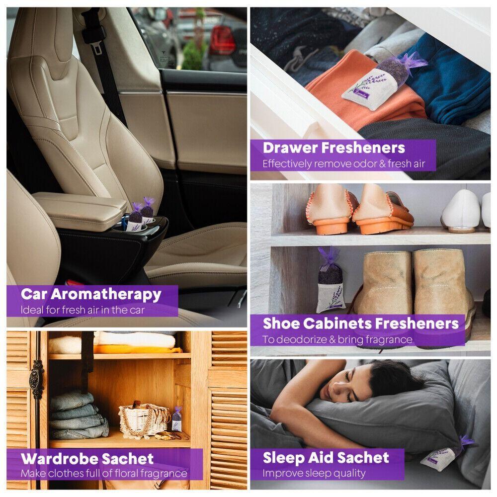 10/20PCS Drawstring Mesh Lavender Bags Air Fresheners Indoor Deodorizing Drawstring Sachets Purple Gauze Ribbons