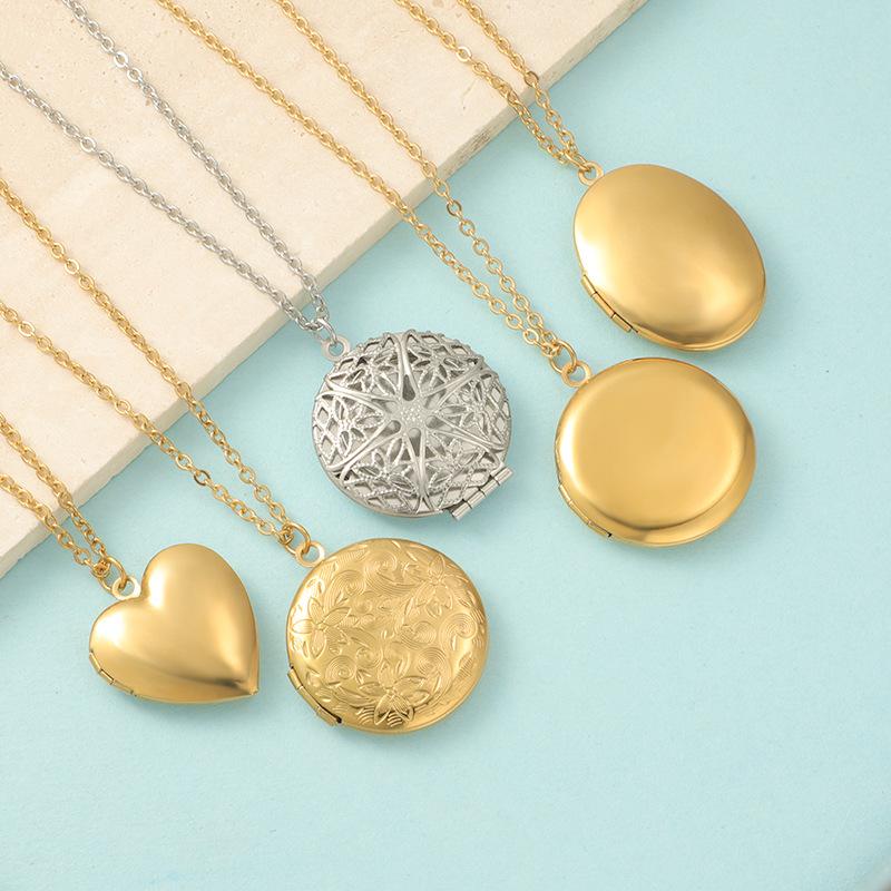 Roestvrij Staal Foto Medaillon Ketting Hart Rond Ovaal Gepersonaliseerde Herinnering Sieraden voor Vrouwen Mannen