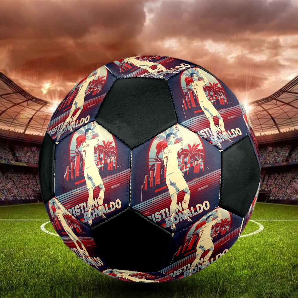 1PC  C R Greatness Size 5 Soccer Ball PrahaIndoor Soccer Ball Colorful All Ages Machine Stitched PVC Competition Ready Durable High-Bounce