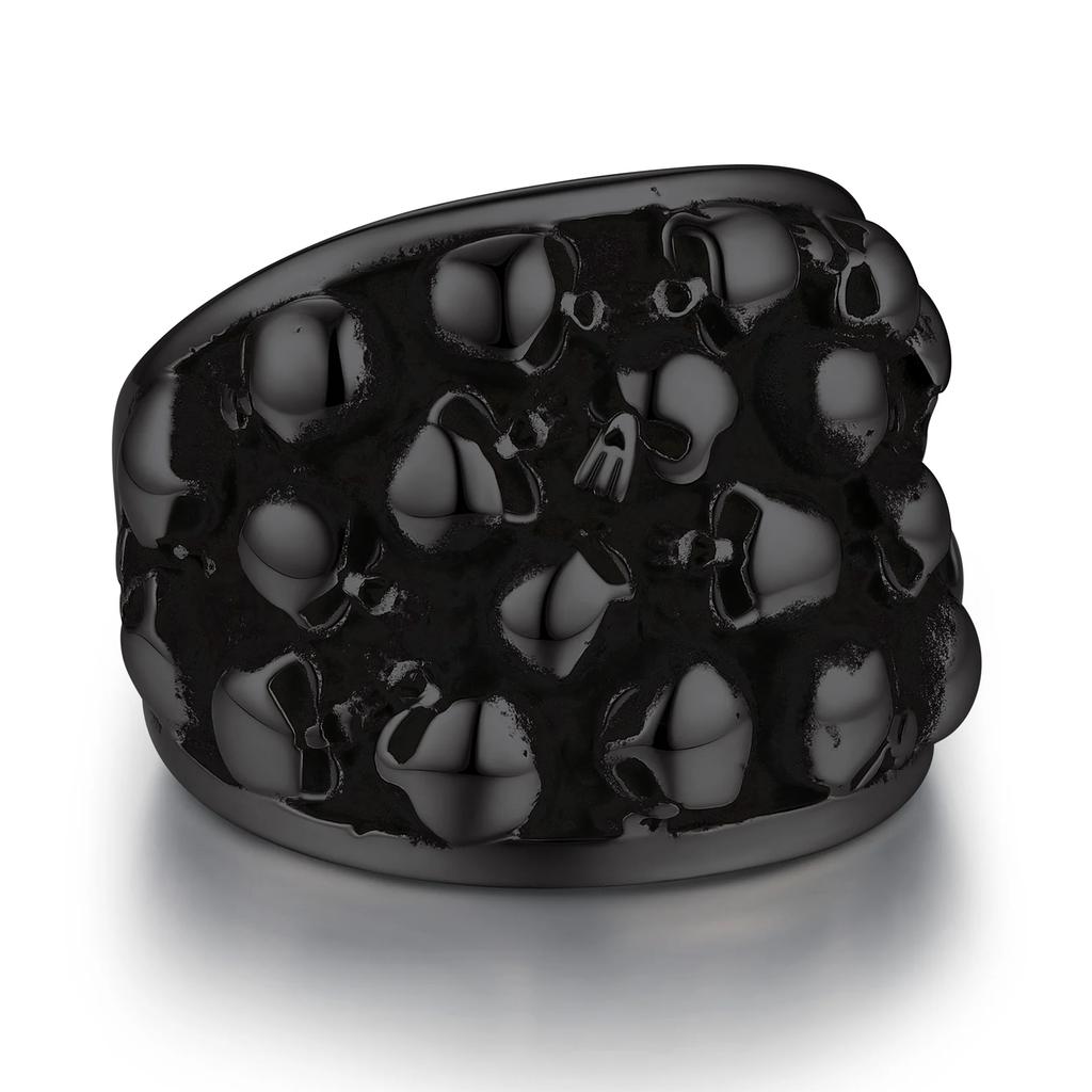 U7 Stainless Steel Big Skull Rings for Man Woman Size 7-14 Cross 3D Skeleton Cuban Chain Celtic Knot Pattern Gothic Punk Jewelry