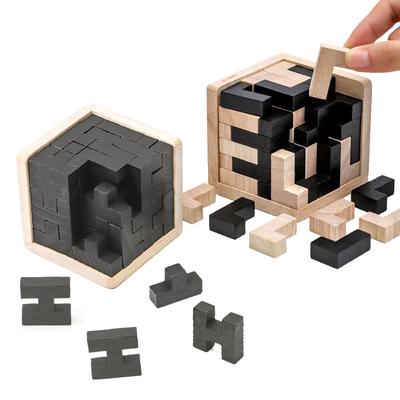 3D Wooden Puzzles IQ Toy 54pcs L/ 54pcs TH Shape Cube Educational Toys for Puzzle Enthusiasts, Intellectual Game