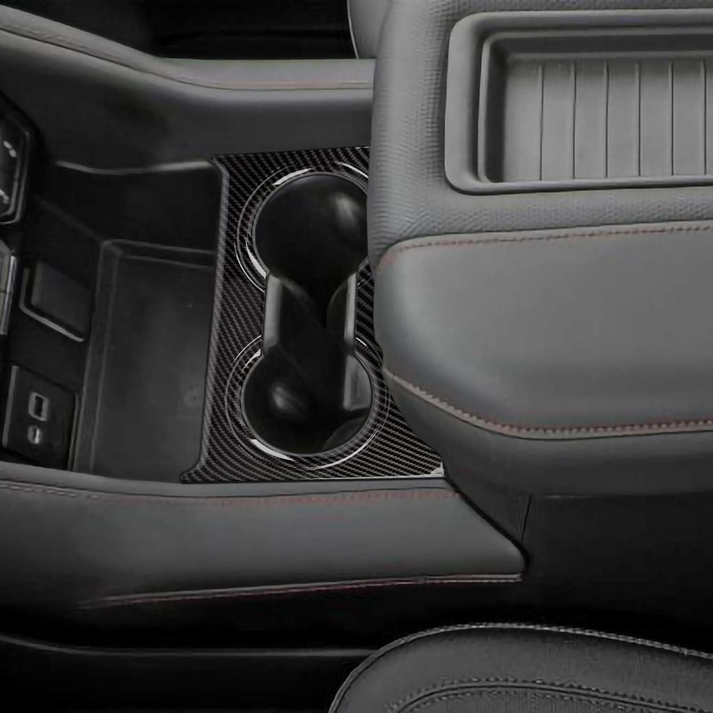 Carbon Fiber Front Cup Holder Panel Trim Cover Decoration Interior Accessories Compatible with Chevy Suburban SUV 2020-2023,for Chevrolet Tahoe