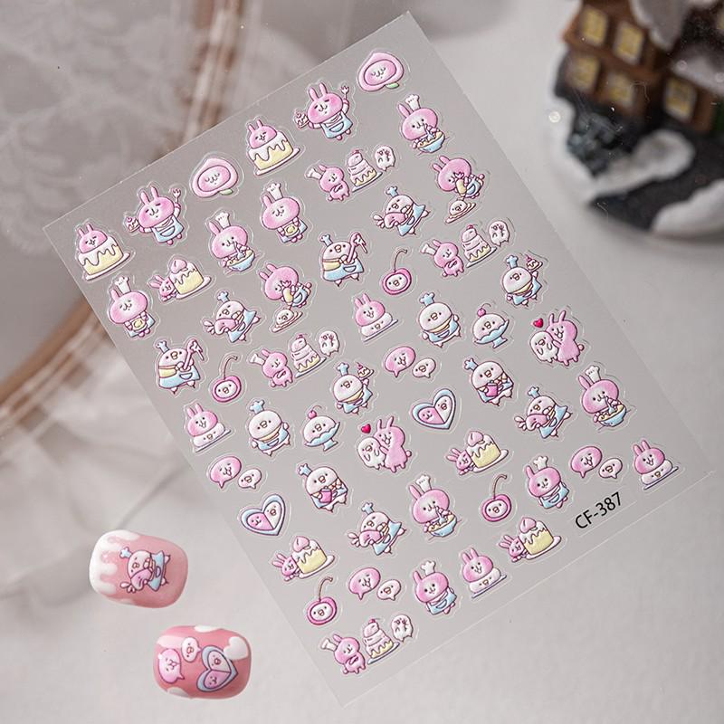 

3D Cartoon Pink Bunny Embossed Nail Art Stickers for Water Bottles & Phones Pink Bunny [1 sheet]