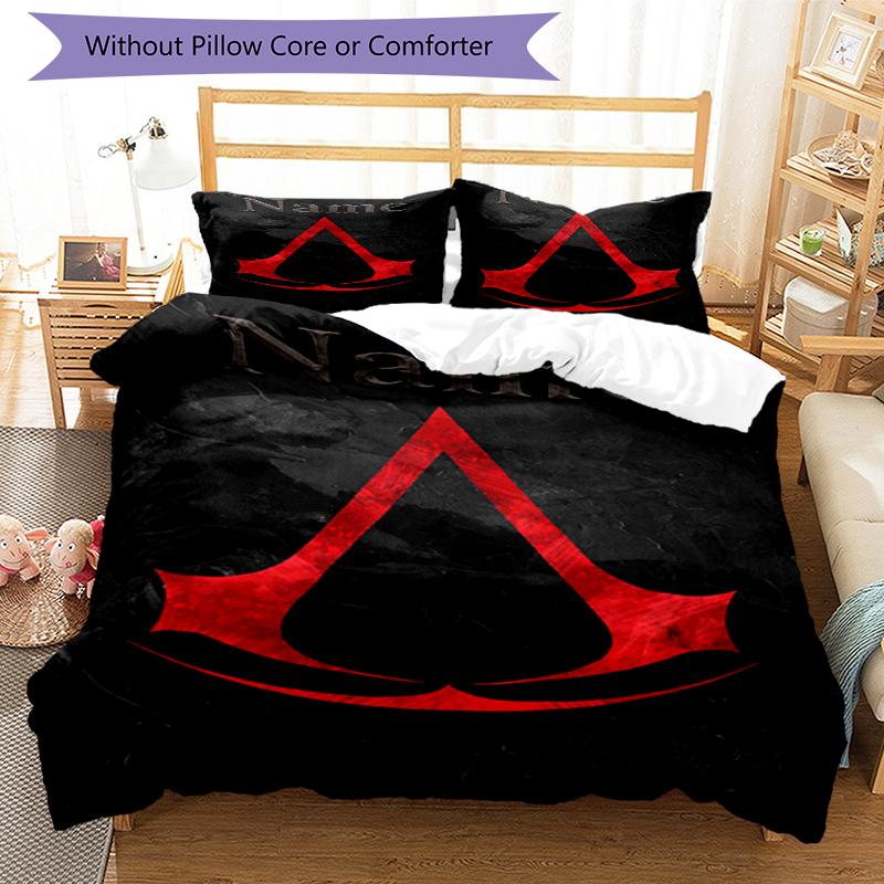 3Pcs Custom Name Assassin'S Bedding Set Duvet Cover Closure Includes 1Duvet Cover 2Pillowcases Soft And Comfortable For All Seasons