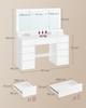VASAGLE RDT146WB01 Large Dressing Table with Mirror and Plug, Adjustable LED Lighting, Makeup Table with 9 Drawers Dressing Table Modern, White