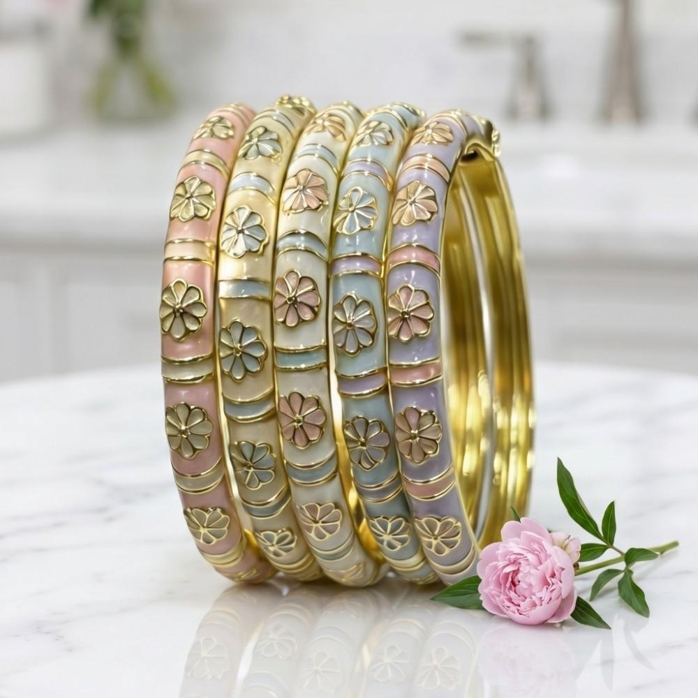 Traditional Vintage Cloisonne Bangle Colorful Women's Hand Bracelet Dainty Flower Bangle Ladies