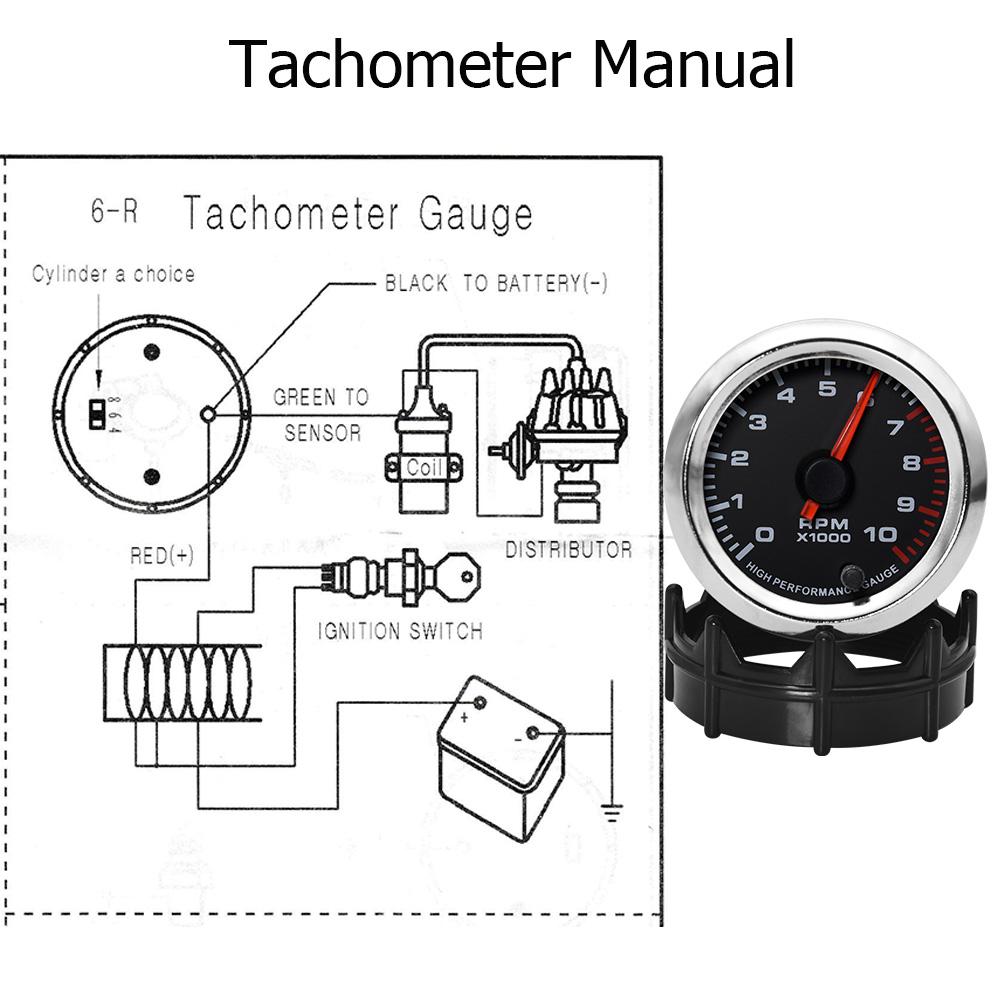 Automobile Tachometer with 7 Color Backlight 2" 52mm Tachometer 0~10X1000 RPM Tacho Gauge for 4 6 8 Cylinder Gasoline Car 12V