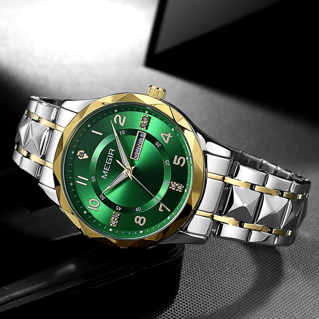 Megir Men Watches Waterproof Stainless Steel Date Watch Man Waterproof Quartz Luminous Wristwatch Relogio Masculino