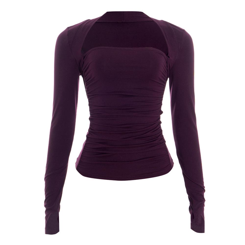 Slim-Fit Square Neck Long Sleeve Cinched Crop Top Medium фиолетовый