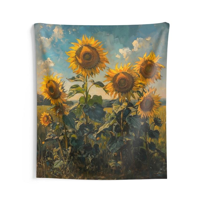 Sunflower flowers tapestry 75x100 чёрный