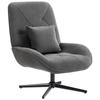 Rotatable Accent Chair Chenille Upholstered Armchair With Lumbar Pillow High Backrest Deep Seat Dark Gray