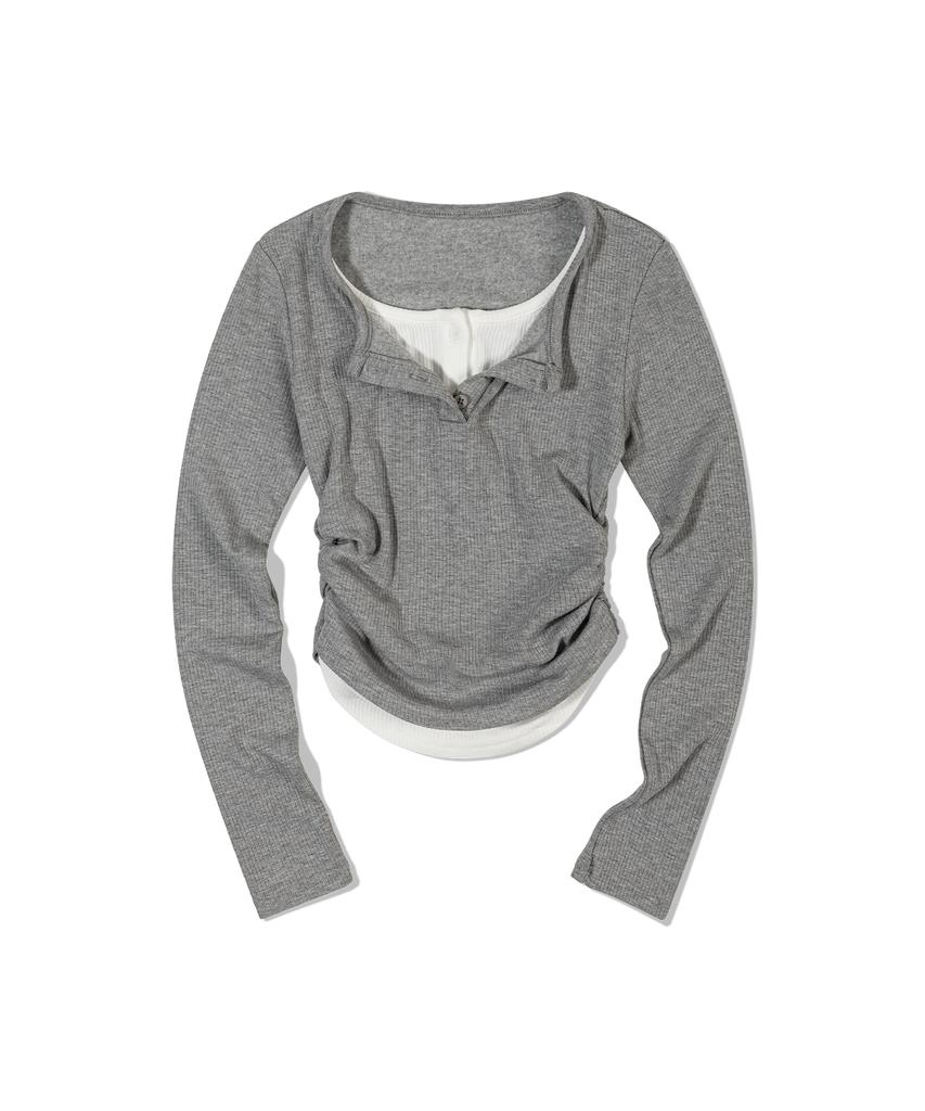 MOAA Dual Henley Neck Sleeve_Fleece Lined (Gray)