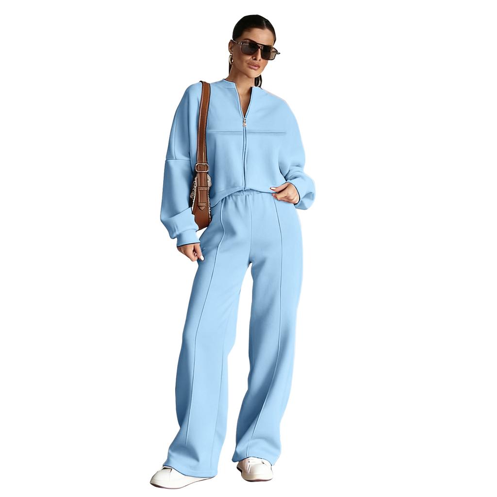 Women's Fashion Street Long-Sleeved Jacket And Pants Two-Piece Set
