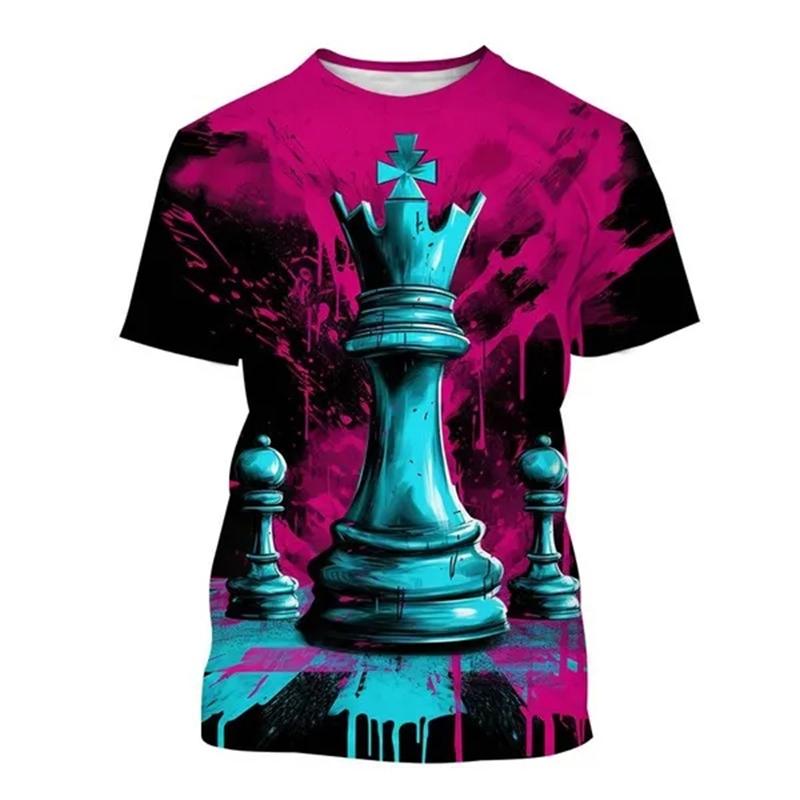 Chess 3D Graphic Print T-shirt For Men Women Casual Tops Clothes Comfortable Streetwear O-Neck Short Sleeve Oversize Tees Tops