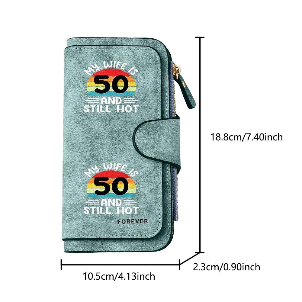 50-Year-old retro sunset men's large-capacity wallet with business card slot and cash pocket, suitable for formal occasions and office use, a gift