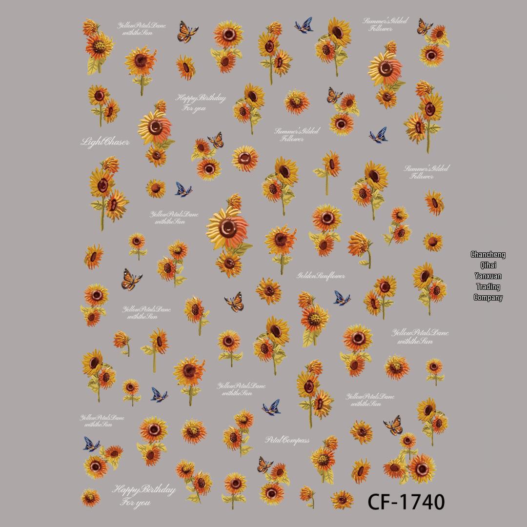 Embossed Butterfly & Flowers Cartoon Nail Art Stickers: Carefully Curated Nail Accessories (1700-1800)